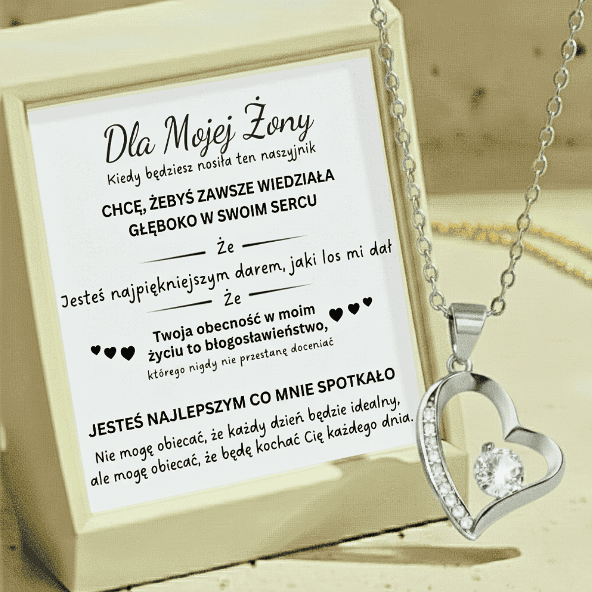 Prezent dla Żony - Serce z Błyszczącą Cyrkonią - Kocham Cię na zawsze - Bejesa