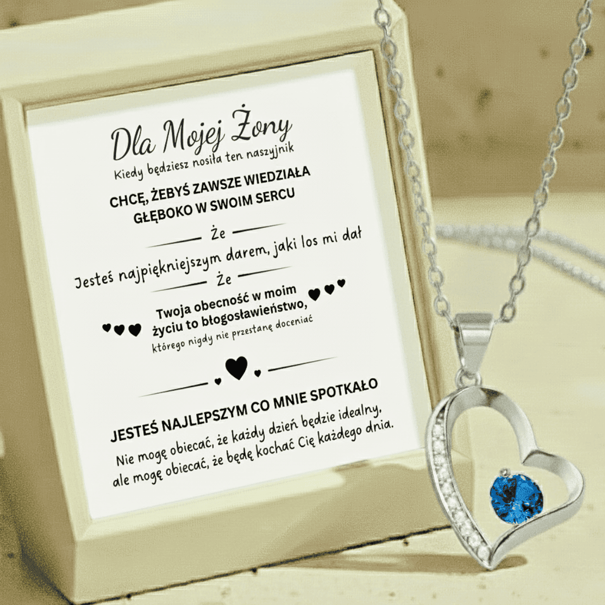 Prezent dla Żony - Serce z Błyszczącą Cyrkonią - Kocham Cię na zawsze - Bejesa