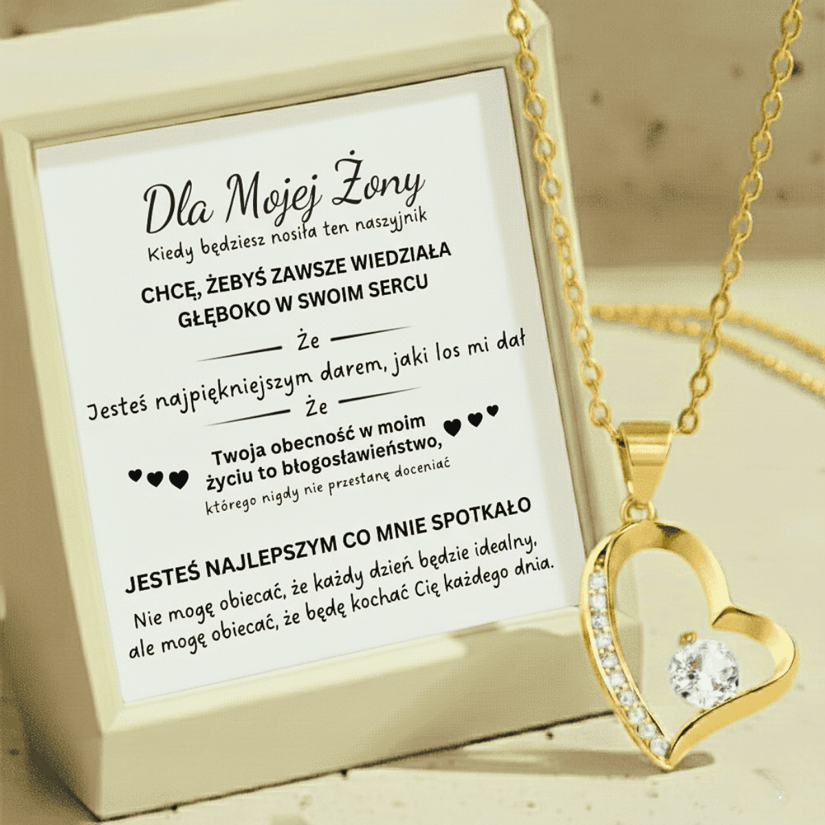 Prezent dla Żony - Serce z Błyszczącą Cyrkonią - Kocham Cię na zawsze - Bejesa