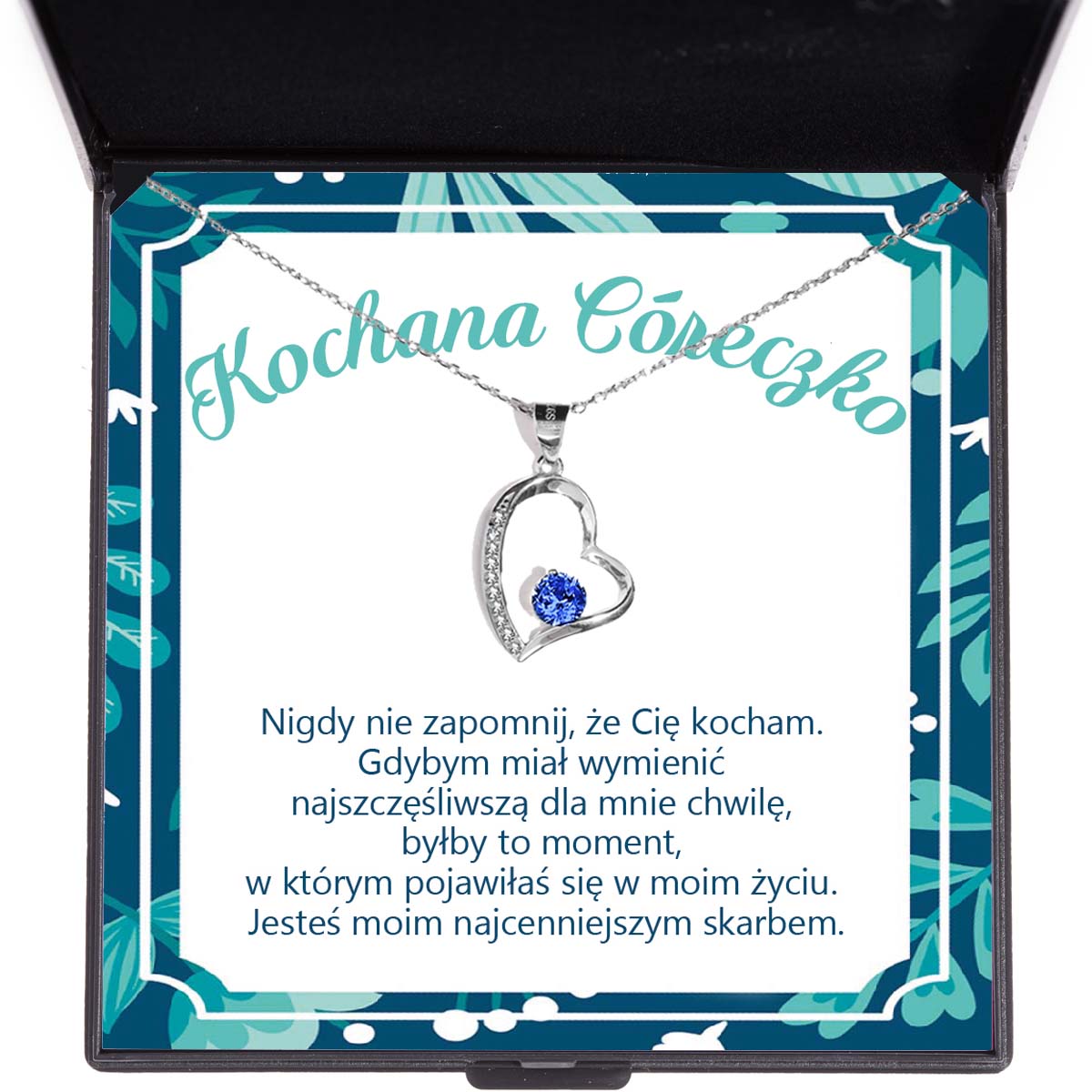 Naszyjnik dla Córki - Błyszcząca biel - Blisko Ciebie - Bejesa