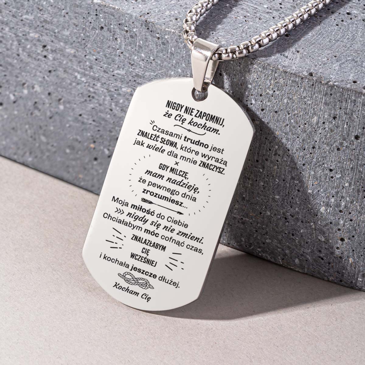 Prezent dla Męża - Nieśmiertelnik z Grawerem - Nigdy nie zapomnij - Bejesa