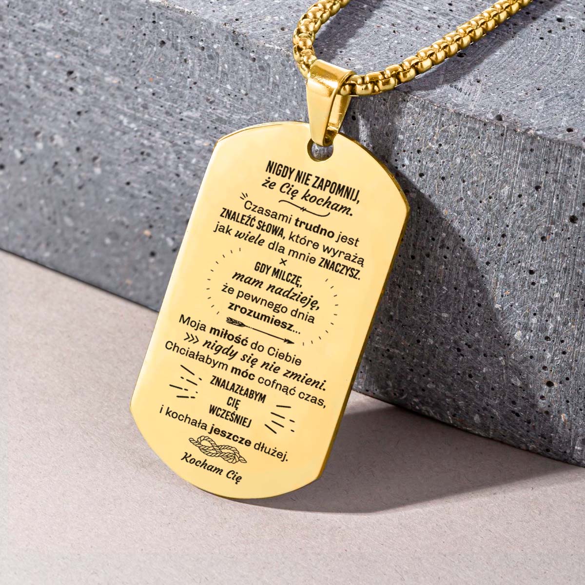 Prezent dla Męża - Nieśmiertelnik z Grawerem - Nigdy nie zapomnij - Bejesa