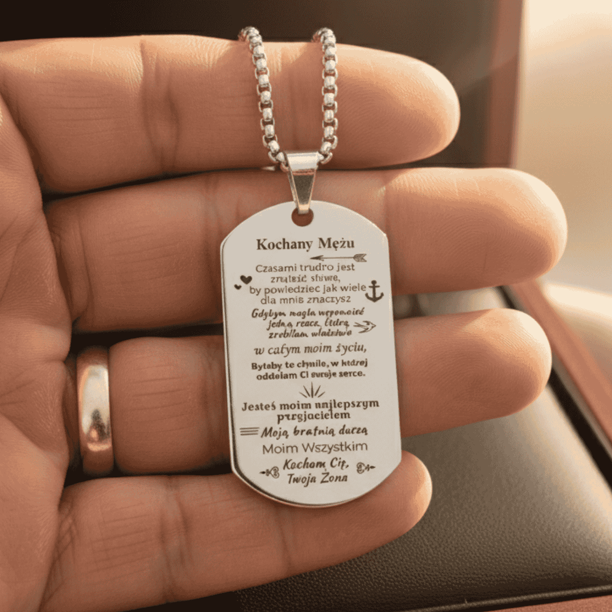 Prezent dla Męża - Nieśmiertelnik z Grawerem - Jesteś wszystkim - Bejesa