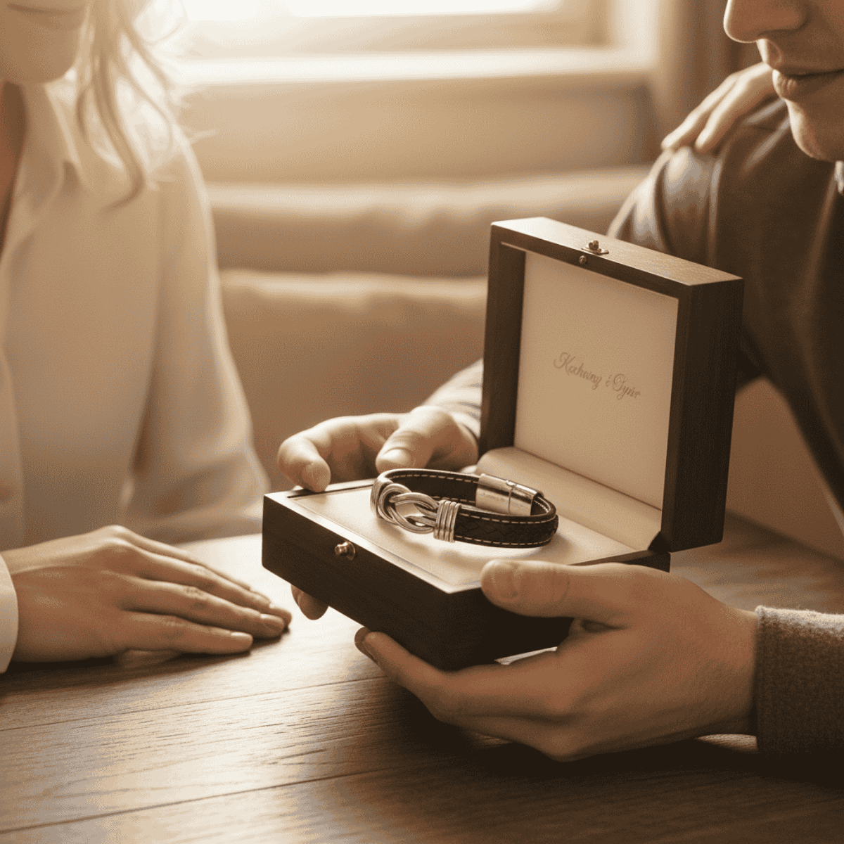 Bransoletka skórzana "Połączenie" - dla syna od rodziców - Bejesa