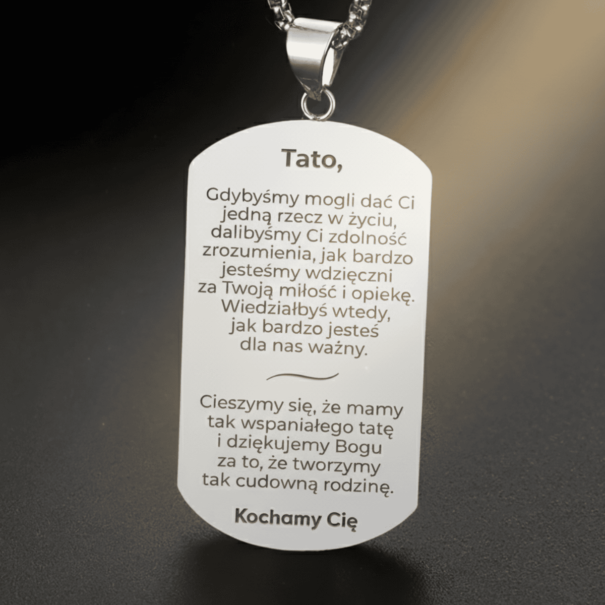 Nieśmiertelnik z Krzyżem "Ważny Tata" – Prezent dla Taty - Bejesa