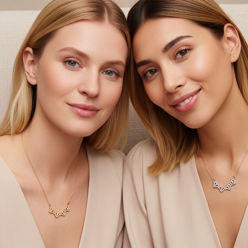 Eleganckie Pudełko z Wieczną Różą - Naszyjnik Koniczyna Serc - Prezent dla Niej - Bejesa