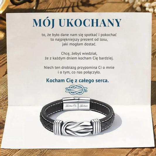 Bransoletka skórzana z grawerem - dla chłopaka - Bejesa