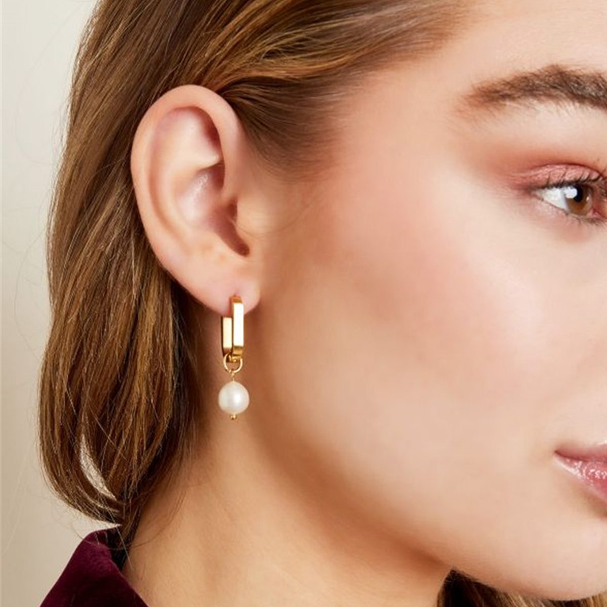 Eleganckie kolczyki - Pozłacane z Perłami - Bejesa