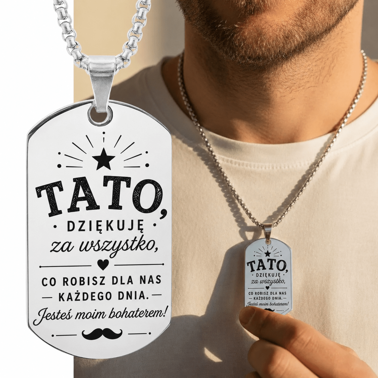 Nieśmiertelnik dla Taty - z Grawerem - Bohater - Bejesa