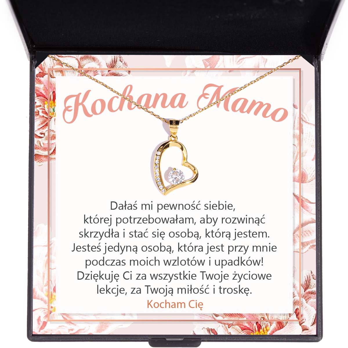 Naszyjnik dla Mamy - Błyszcząca biel - Z dedykacją Ideał - Bejesa