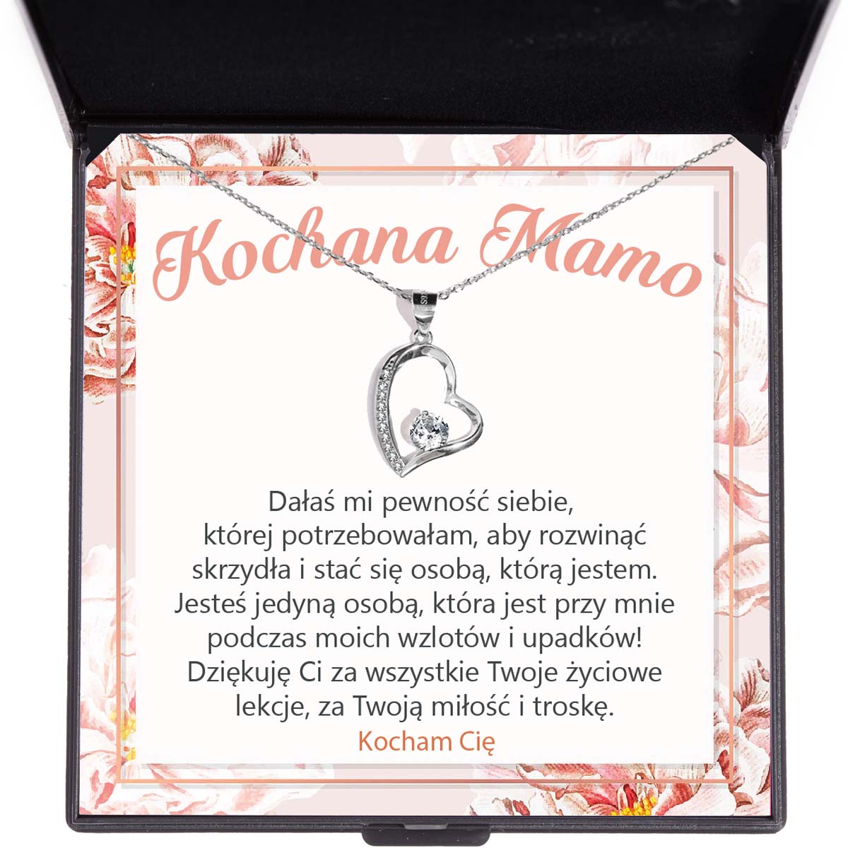 Naszyjnik dla Mamy - Błyszcząca biel - Z dedykacją Ideał - Bejesa