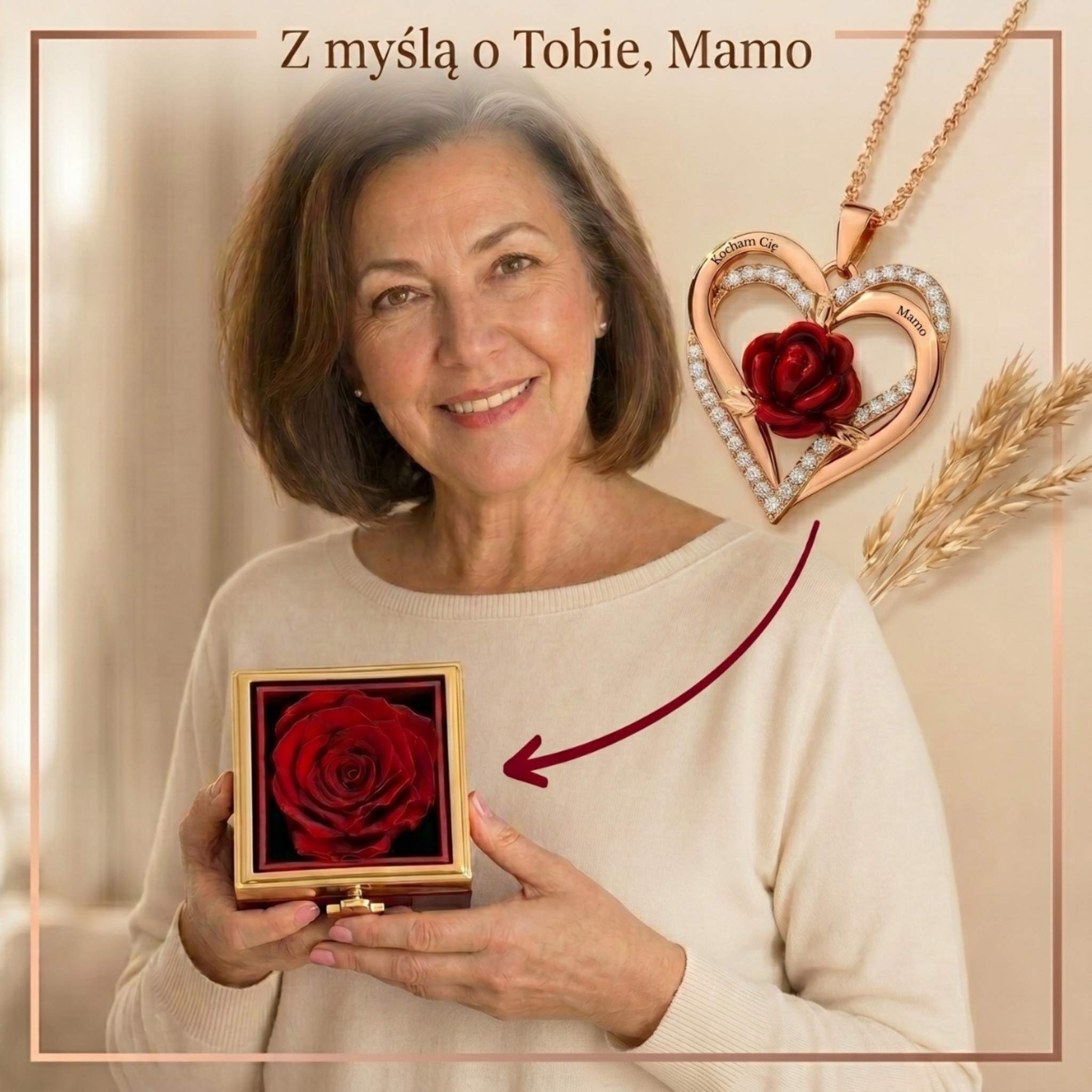 Naszyjnik dla Mamy - Pokryty 18k Złotem - Kocham Cię Mamo - Bejesa