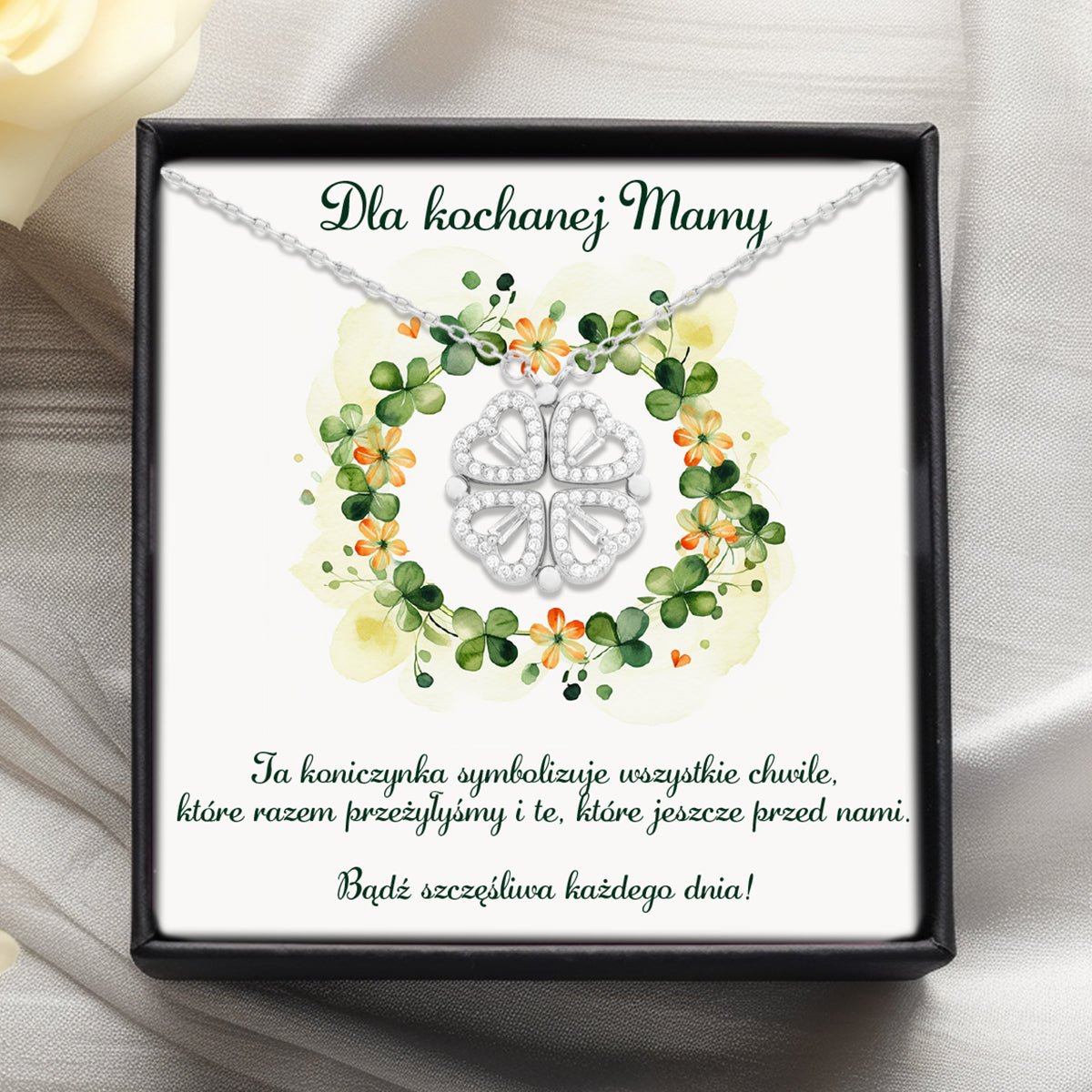 Naszyjnik dla Mamy - Koniczynka - Z dedykacją - Bejesa