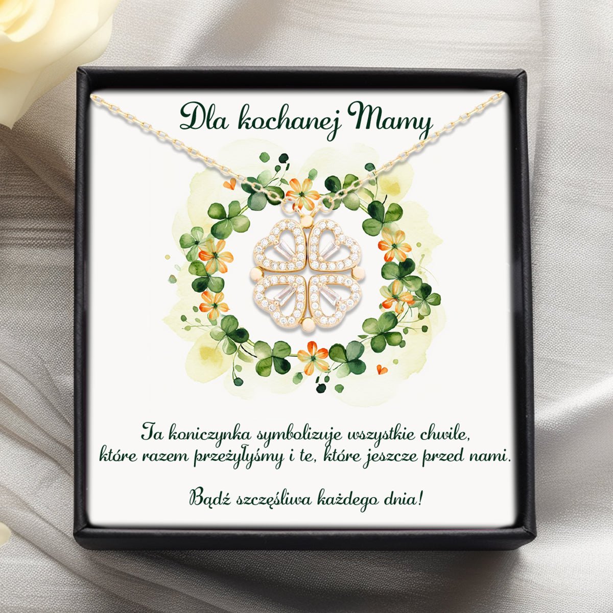 Naszyjnik dla Mamy - Koniczynka - Z dedykacją - Bejesa