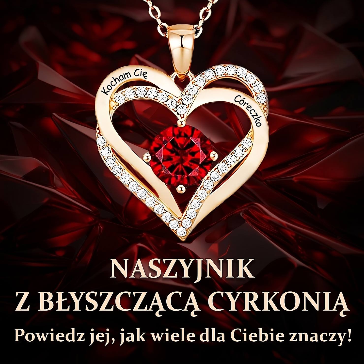 Naszyjnik dla Córki - Pokryty 18K Złotem - Kocham Cię Córeczko - Bejesa