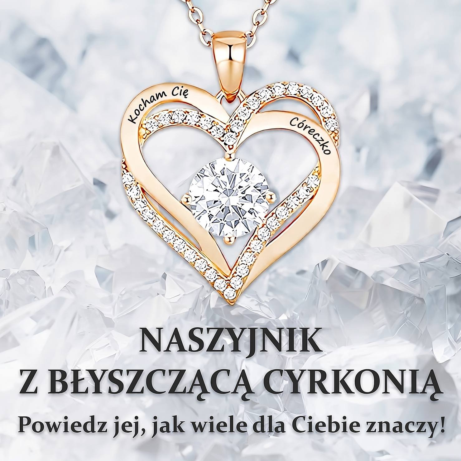 Naszyjnik dla Córki - Pokryty 18K Złotem - Kocham Cię Córeczko - Bejesa