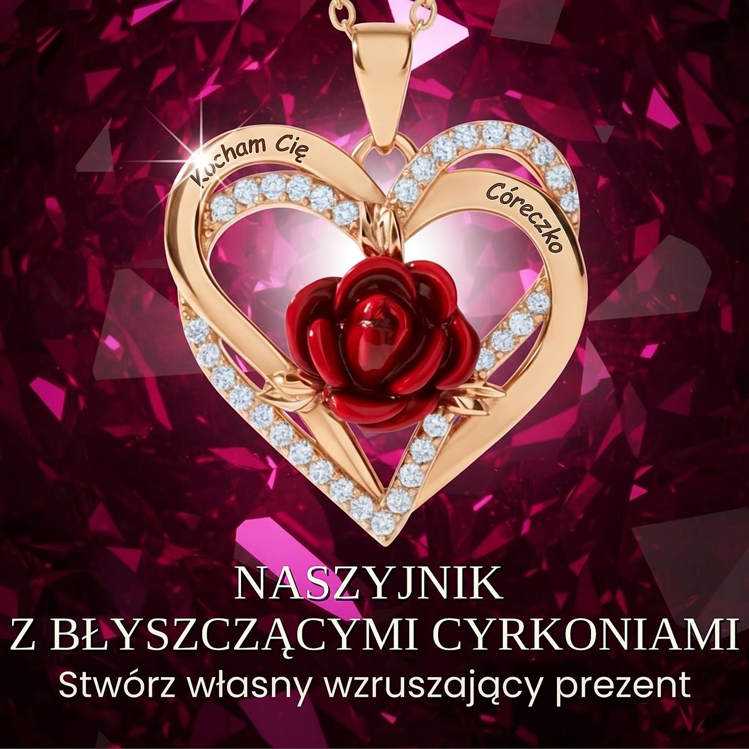Naszyjnik dla Córki - Pokryty 18K Złotem - Kocham Cię Córeczko - Bejesa