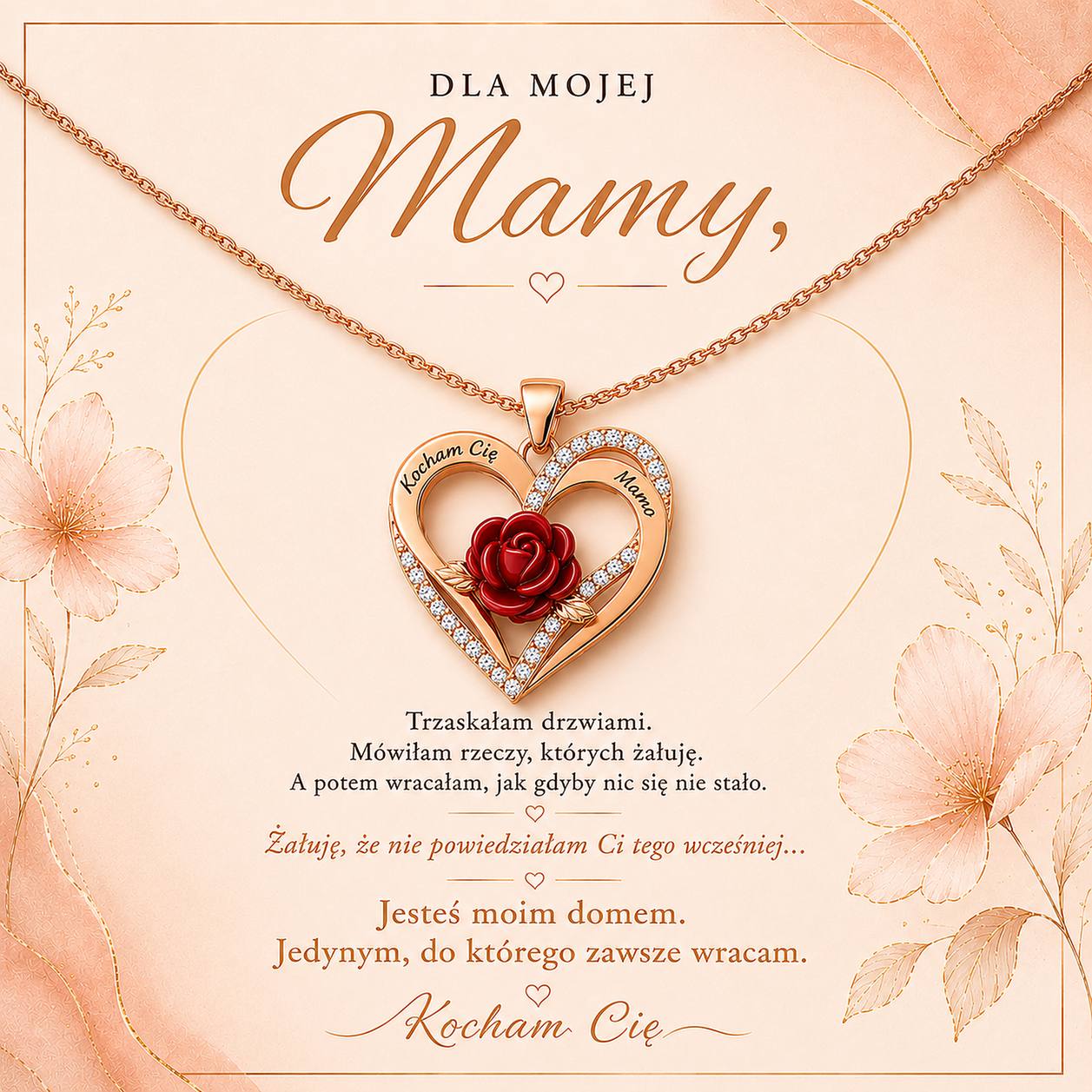 Naszyjnik z Grawerem dla Mamy - Jesteś Moim Domem - Bejesa