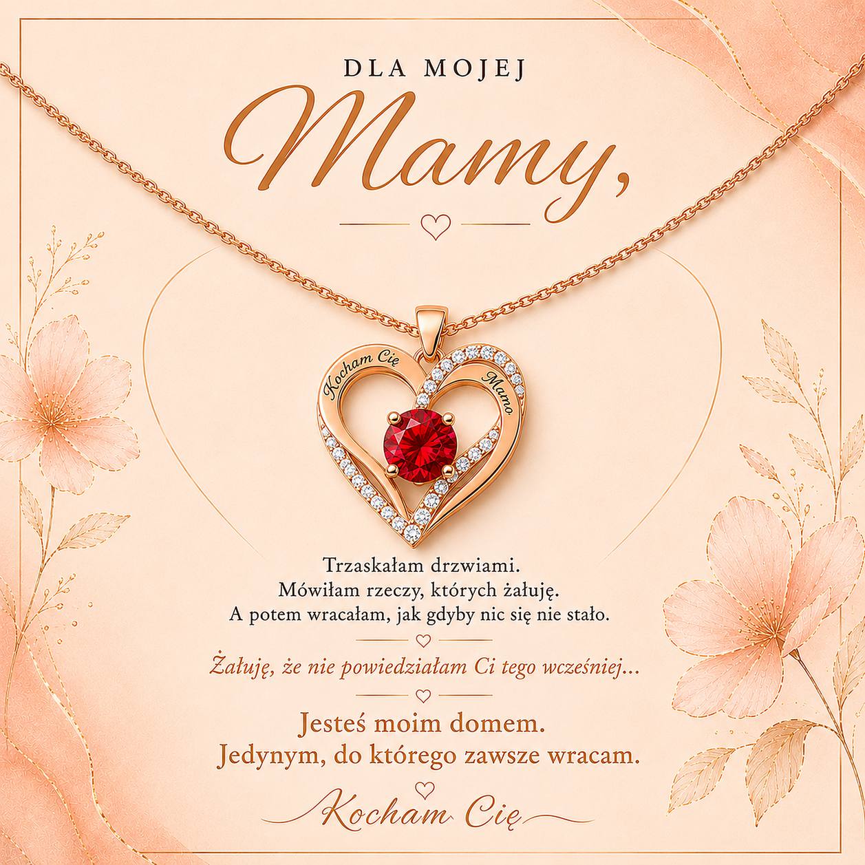 Naszyjnik z Grawerem dla Mamy - Jesteś Moim Domem - Bejesa
