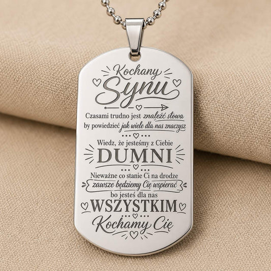 Naszyjnik dla Syna - Nieśmiertelnik z Grawerem - Kochamy Cię - Bejesa