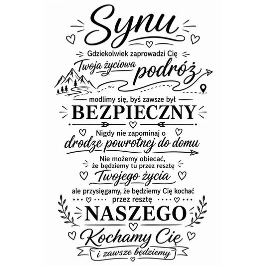Naszyjnik dla Syna - Nieśmiertelnik z Grawerem - Bezpieczna Droga - Bejesa