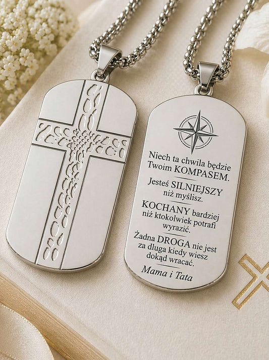 Nieśmiertelnik z Krzyżem dla Syna - Kompas - Bejesa