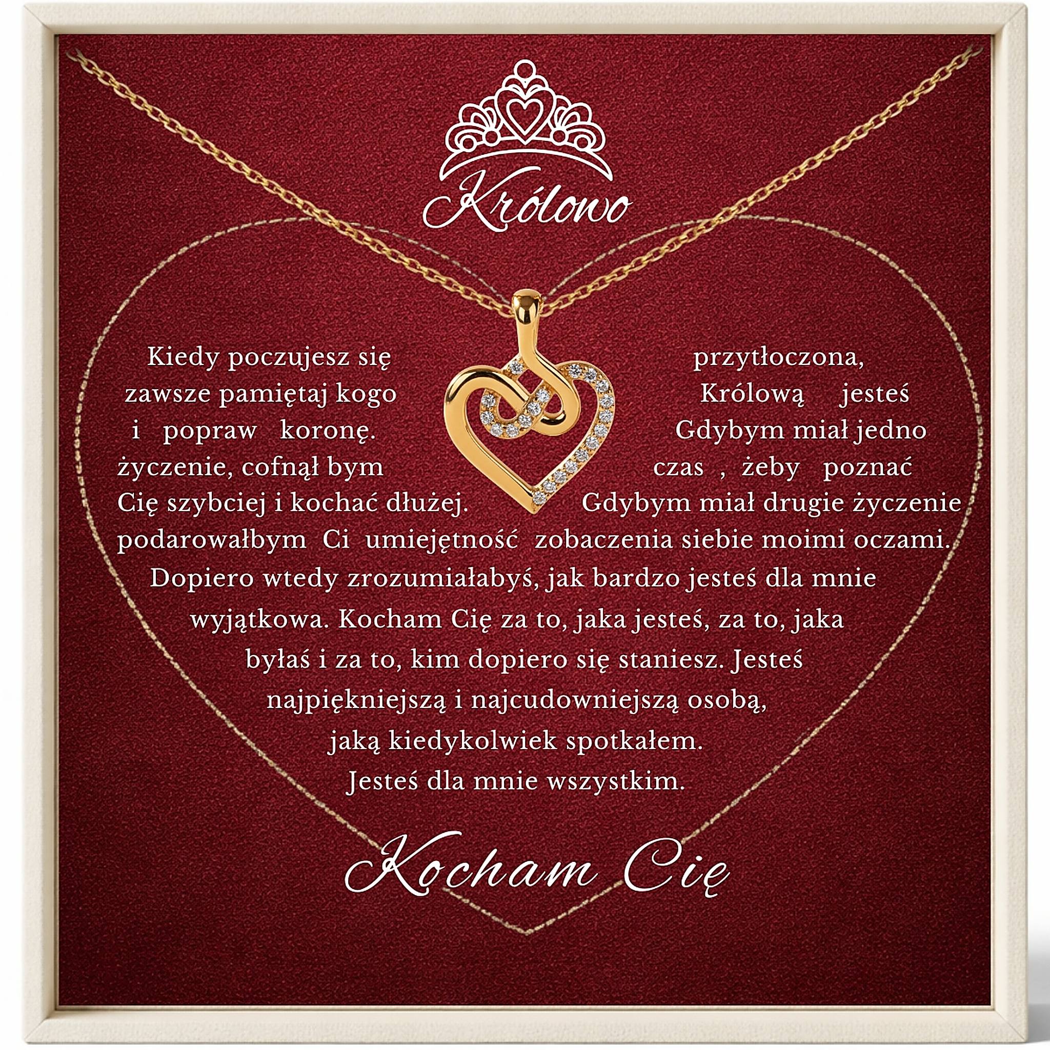Naszyjnik dla Ukochanej - Serce Symbol Nieskończonej Miłości - z Dedykacją - Bejesa