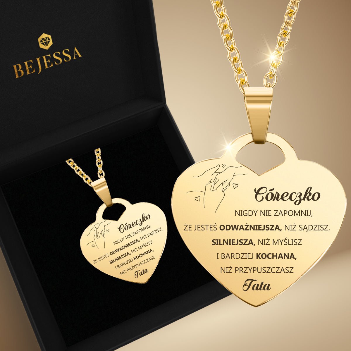 Prezent dla Córki - Serce z Grawerem - Nigdy nie zapomnij - od taty - Bejesa