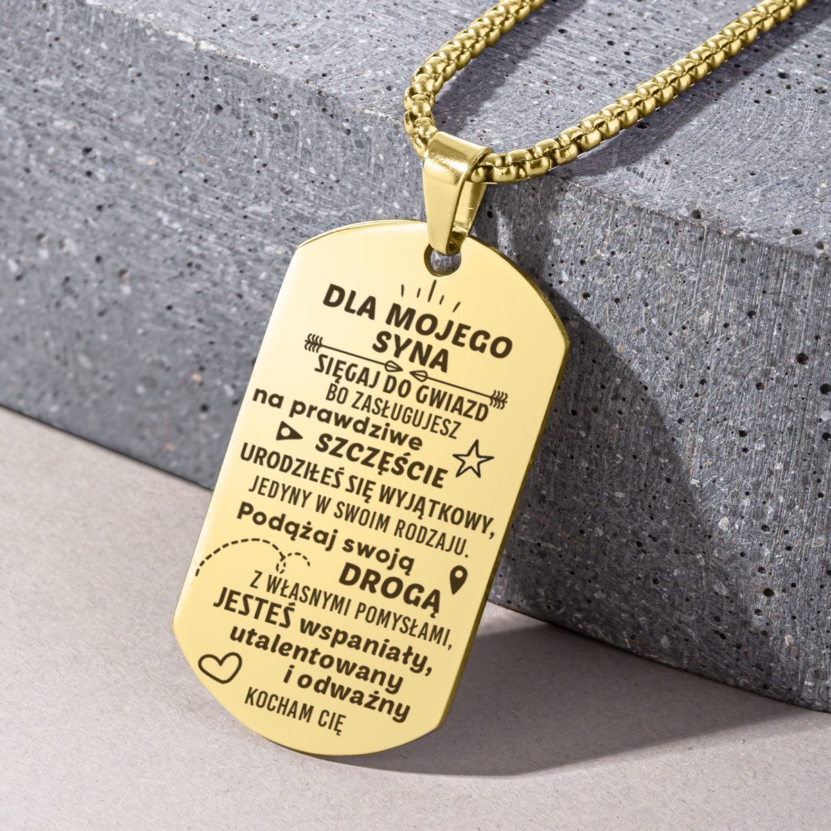 Naszyjnik dla syna – Nieśmiertelnik z Grawerem - Zdobądź Wszystko - Bejesa