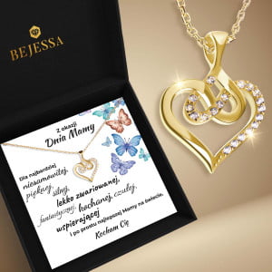 Naszyjnik Serce Nieskończoności z dedykacją - biżuteria na Dzień mamy