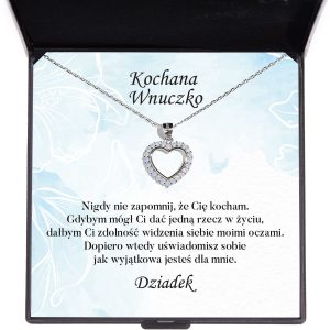 Naszyjnik Serce błękitu z dedykacją dla wnuczki