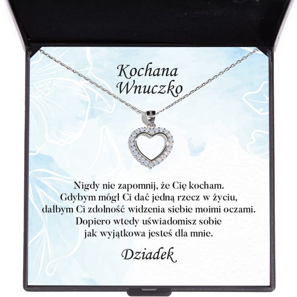 Naszyjnik Serce błękitu z dedykacją dla wnuczki