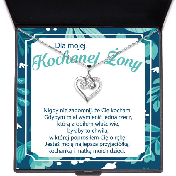 Naszyjnik Serce Nieskończoności - srebrny - z dedykacją dla żony