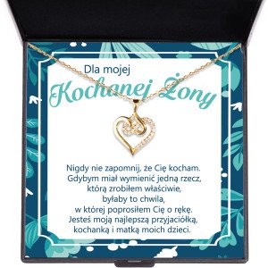 Naszyjnik Serce Nieskończoności - pozłacany - z dedykacją dla żony