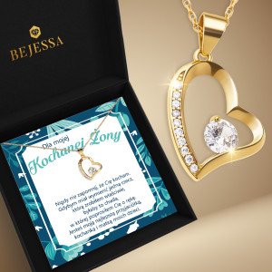 Naszyjnik Błyszcząca Biel z dedykacją dla żony - pozłacany