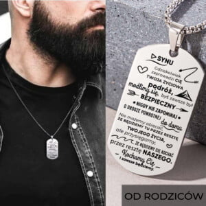 Naszyjnik dla syna od rodziców - nieśmiertelnik w kolorze srebrnym