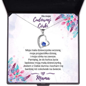 Naszyjnik z dedykacją dla córki od mamy - z niebieską cyrkonią