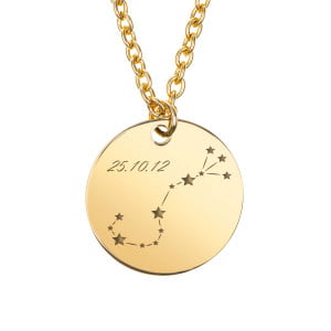 Naszyjnik ze znakiem zodiaku i datą