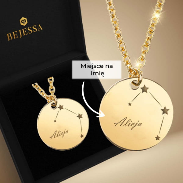 Naszyjnik ze znakiem zodiaku i imieniem - personalizowany