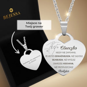 Naszyjnik personalizowane serce z grawerem dla córki