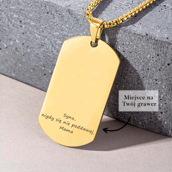 Nieśmiertelnik z personalizowanym grawerem - kolor złoty