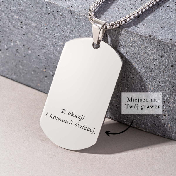 Nieśmiertelnik z personalizowanym grawerem - kolor srebrny