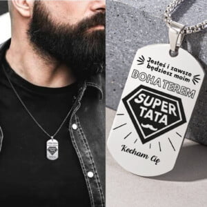 Nieśmiertelnik z grawerem dla taty - kolor srebnry - super tata