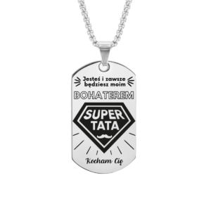 Nieśmiertelnik z grawerem dla taty - kolor srebrny - super tata