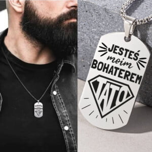 Nieśmiertelnik z grawerem dla taty - kolor srebrny - super tata