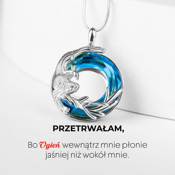 Naszyjnik feniks z dedykacją kryształy swarovskiego