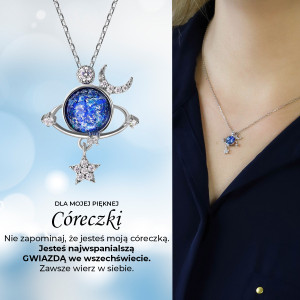 Naszyjnik galaktyka z dedykacją dla córki - galaxy