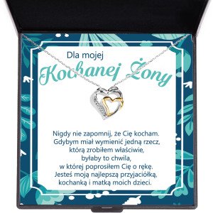 Naszyjnik dwa serduszka z dedykacją dla żony