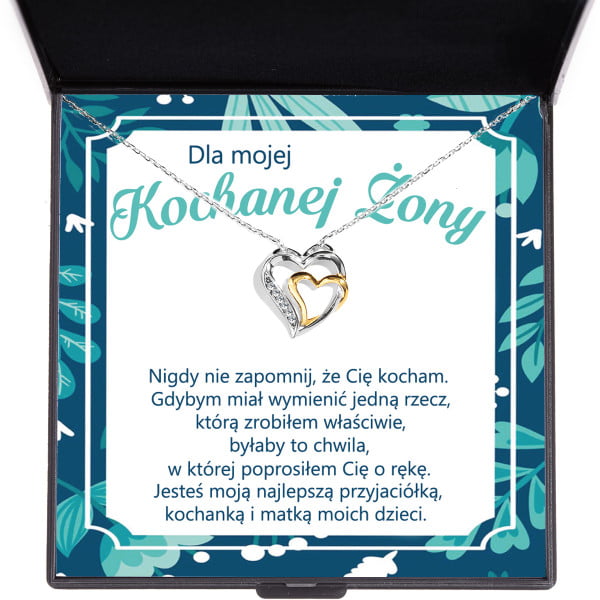 Naszyjnik dwa serduszka z dedykacją dla żony