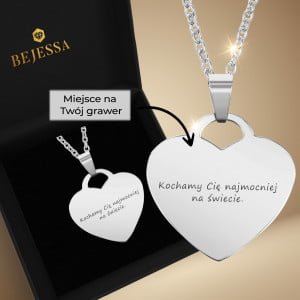 Zawieszka w kształcie serca z grawerem - kolor srebrny
